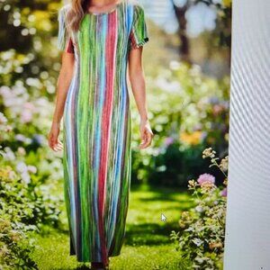 Lexington Avenue Vibrant Maxi Lightweight Summer dress. Sexy side splits